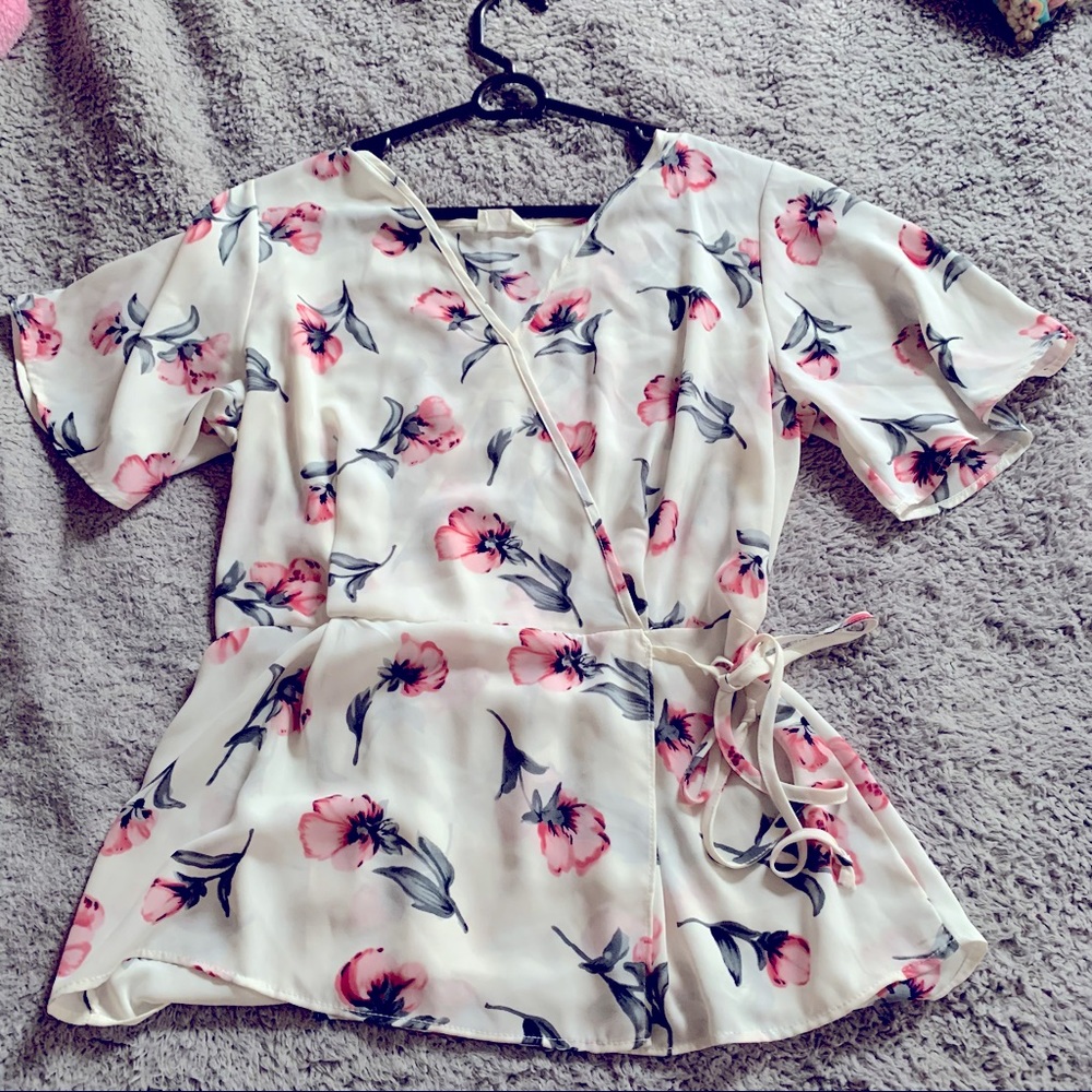 Sienna Sky Vintage Floral Sheer Blouse LG